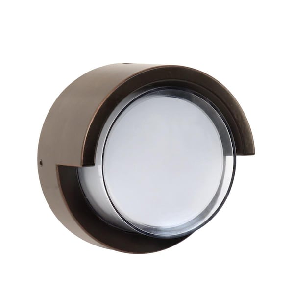 Happylight S5RWM-850-DD-BZ 8W 560 Lumen 5000 Kelvin Dusk To Dawn Round LED Wall Light, Bronze HA3004979 - main